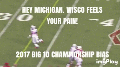 Football Player Running Hey Michigan Wisco Feels Your Pain