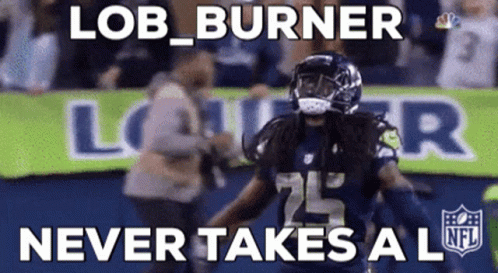 Football Player Running With Lob Burner Never Takes A L Sign