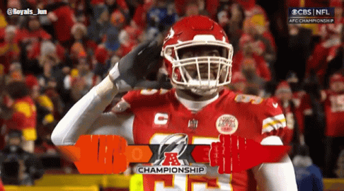 Football Player Saluting Championship Banner