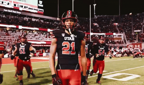 Football Player Wearing Utah Jersey