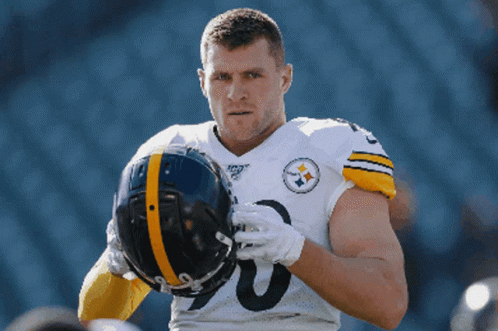 Football Player with Black and Yellow Helmet Number 30