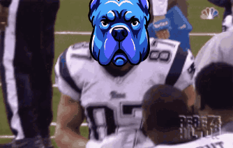Football Player With Blue Bulldog Mask