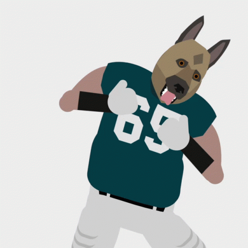 Football Player With Dog Head Jersey Number 65 GIF