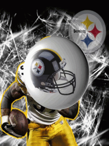 Football Player With Helmet And Steelers Behind GIF