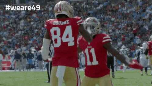 Football Players 84 And 11 Hugging GIF