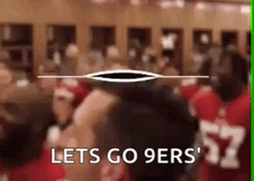 Football Players In Locker Room Saying Lets Go 9Ers GIF