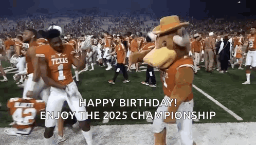 Football Players Mascot Happy Birthday Enjoy 2025 Champ