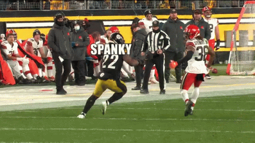 Football Players Miller 40 And Settle Jr 99 On Field GIF