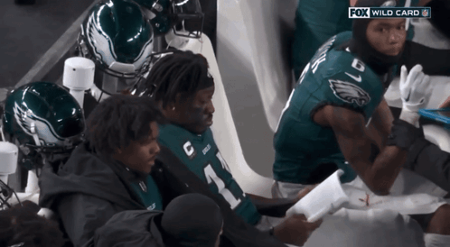 Football Players Sitting Fox Wild Card Broadcast