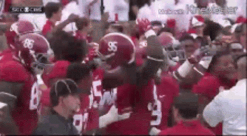 Football Players Standing In Stadium GIF