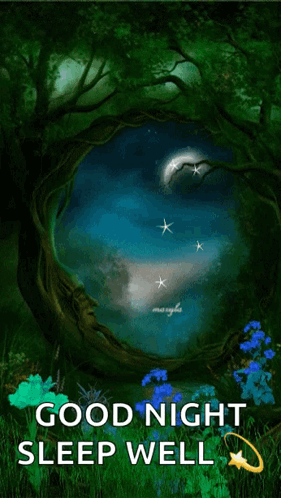 Forest Painting With Good Night Sleep Well GIF