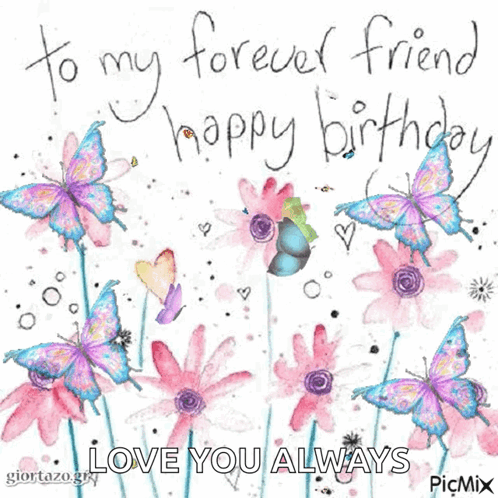 Forever Friends Birthday Greeting Moving Art GIF