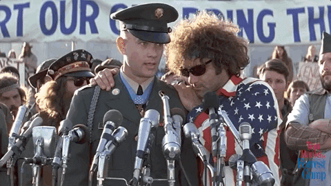 Forrest Gump Giving Speech With Lt Dan GIF