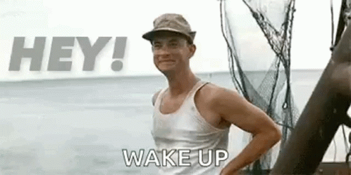 Forrest Gump Waving Hey Wake Up GIF