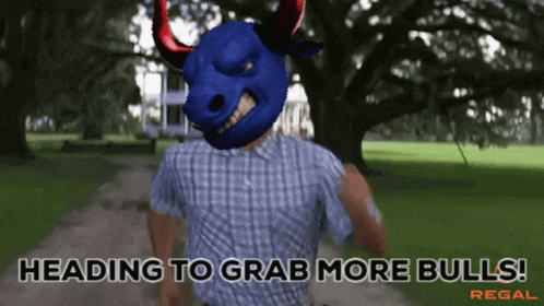 Forrest Gump With Blue Bull Head Running GIF