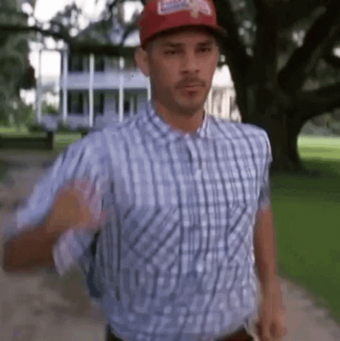 Forrest Gump With Mustache Running GIF