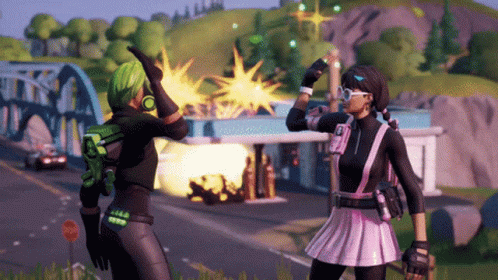 Fortnite Characters High Five Building Explode GIF