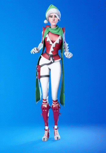 Fortnite Skins Sarah Wearing Elf Costume GIF