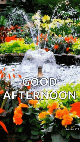 Fountain in Garden Saying Good Afternoon