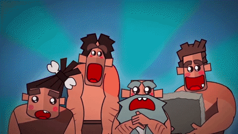Four Caveman Amazed Face Animation GIF