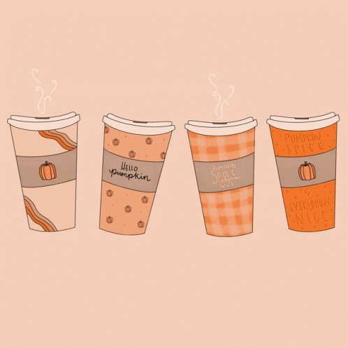 Four Coffee Cups Hello Pumpkin