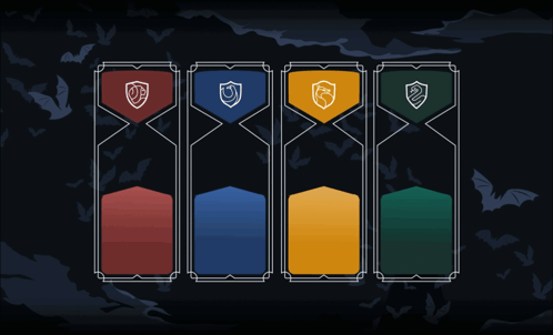 Four Colored Shields Lined Up in a Row
