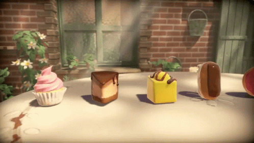 Four Different Types Of Desserts Are On A Table Outside GIF