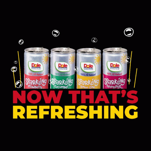 Four Dole Sparkling Cans In A Row GIF