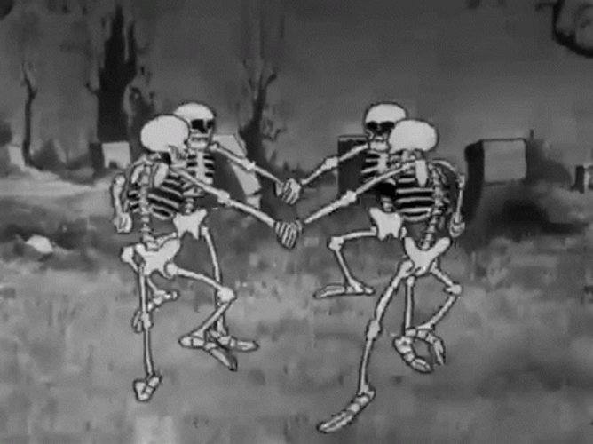 Four Happy Skeleton Celebration Dance GIF