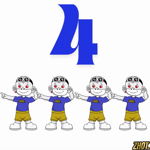 Four Monkeys with Number 24