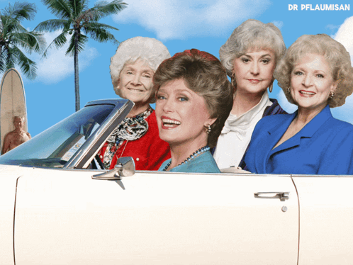 Four Older Women In White Car Dr Pflaumisan GIF