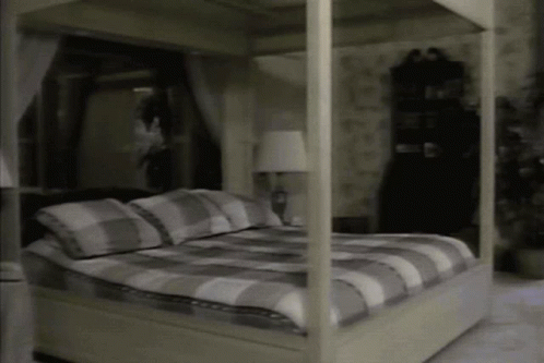 Four-Poster Bed in Bedroom With Lamp