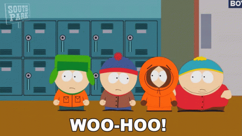 Four South Park Characters in Front of Lockers