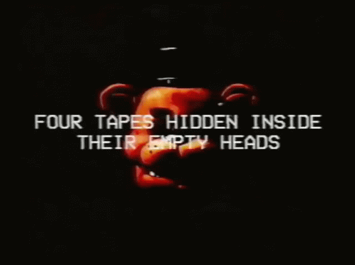 Four Tapes Hidden Inside Their Empty Heads Is Written In White On A Black Background GIF