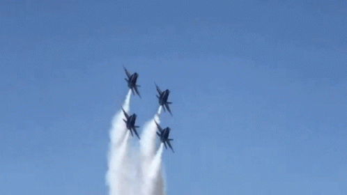 Four Us Navy Fighter Jets Fly In Formation GIF