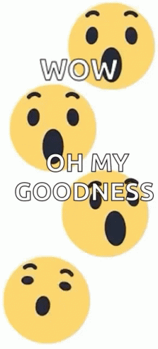 Four Yellow Smiley Faces Are Stacked On Top Of Each Other With The Words Wow Oh My Goodness Written Below Them GIF