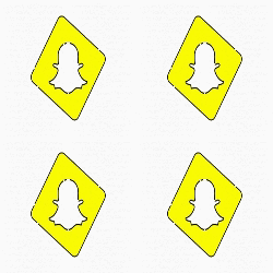 Four Yellow Squares With A White Snapchat Logo On Them GIF