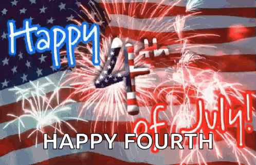 Fourth of July Greeting Card With Fireworks and Flag