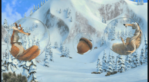 Fox Acorn and Wolf in Bubbles