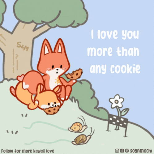 Fox and Rabbit Saying I Love You More Than Any Cookie