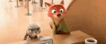 Fox And Rabbit Standing Together GIF