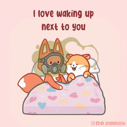 Fox in Gas Mask Laying Next to Dog