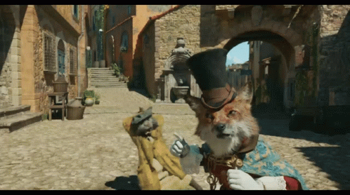 Fox in Top Hat Next to Monkey