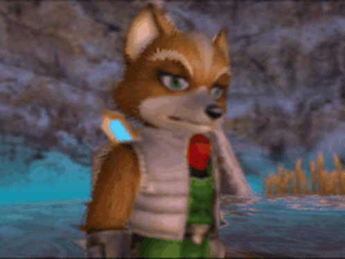 Fox in Video Game Wearing White Vest and Green Shirt