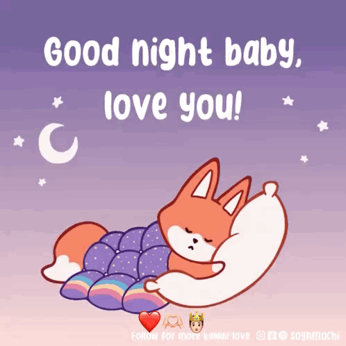 Fox Sleeping Good Night Baby Love You