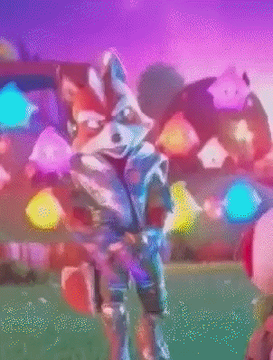 Fox Standing in Front of Colorful Background
