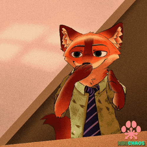 Fox Wearing Shirt and Tie With Paw Chaos Logo