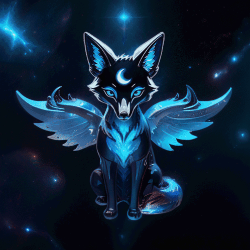 Fox With Wings and Moon on Head