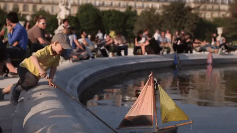 France Popular Tourist Spot Kid Playing In Water GIF