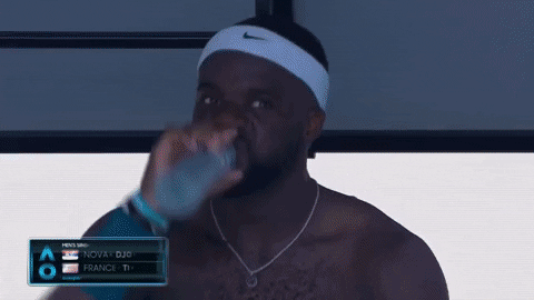 Francis Tiafoe Laughing And Drinking Water GIF